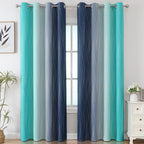 Estelar Textiler Navy Blue and Teal Gradient Blackout Curtains - Image 2