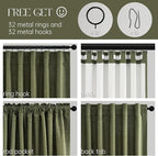 Topfinel Olive Green 63 Inch Long Linen Blackout Curtains 2 Panels Set Thermal - Image 3