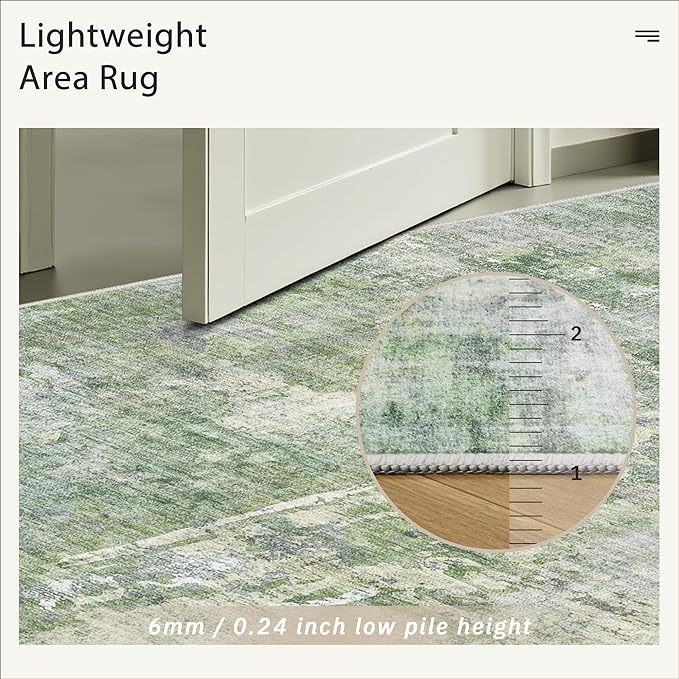 9x12 Area Rugs for Living Room, Non-Slip Machine Washable Vintage Rugs - Image 7
