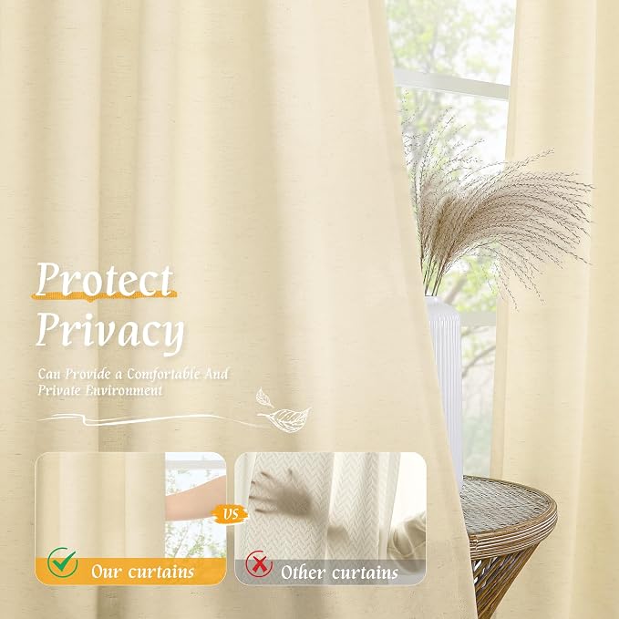 LAMIT Beige Linen Curtains 84 inches - Image 5