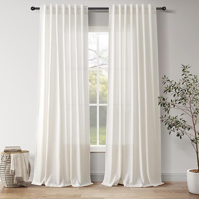 Nanspring Natural Linen Curtains 90 Inches Long by Nanspring