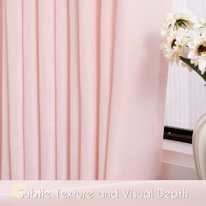 Light Pink Linen Curtains 108 Inches Long - Image 4