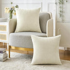 MIULEE Pack of 2 Cream Throw Pillow Covers 16x16 Inch Soft Chenille Pillow - Image 5