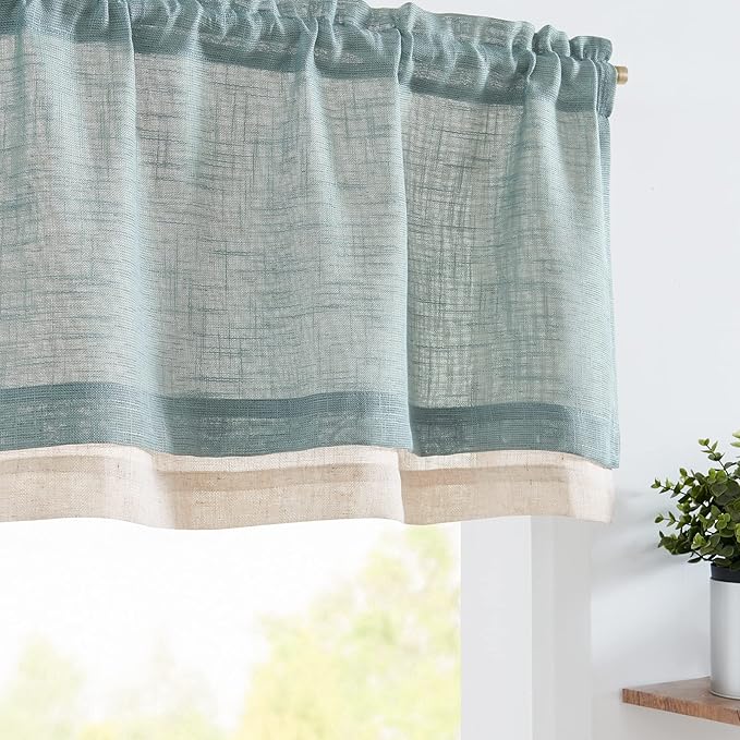 jinchan Linen Valance for Farmhouse Living Room Windows 16 Inch Slubbed Crossed by JINCHAN