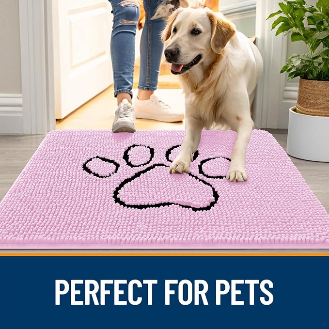 OLANLY Dog Door Mat for Muddy Paws 48x30, Paw Print Design, Absorbs Moisture - Image 6