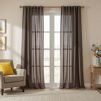 MYSKY HOME 108 Inches Long Dark Brown Sheer Curtains by MYSKYHOME