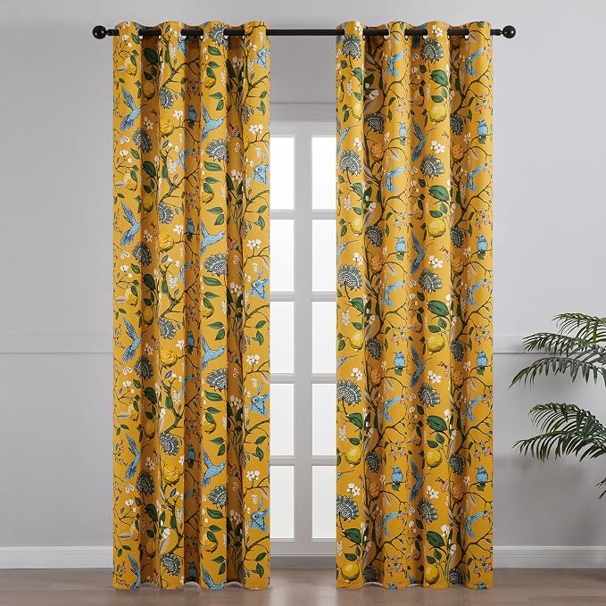 Topfinel 105 Inches Long Mustard Yellow Luxury Curtains - Image 2
