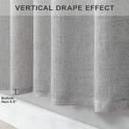 Grey Curtains 38 Inch Wide for Bedroom 2 Panels Rod Pocket Back Tab Loops Semi - Image 7