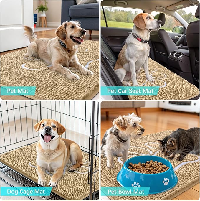 OLANLY Dog Door Mat for Muddy Paws 47x24, Paw Print Design, Absorbs Moisture - Image 7