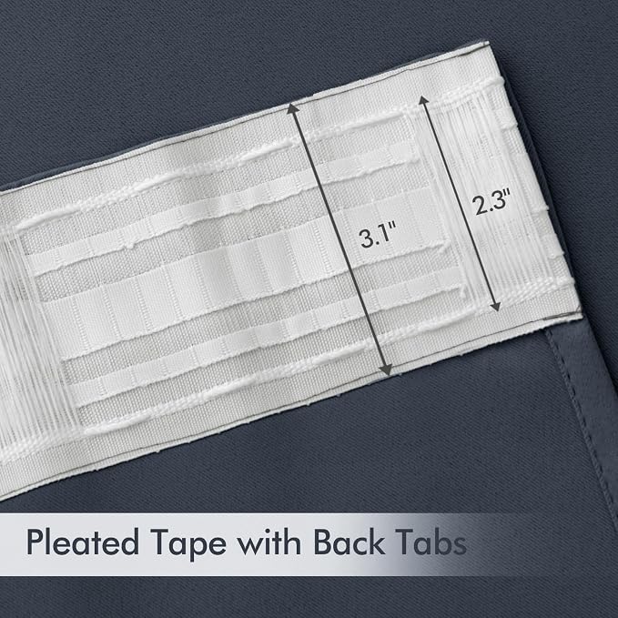 MIULEE Stone Blue Back Tab Blackout Curtains 90 Inches Long 2 Panels Set - Image 4