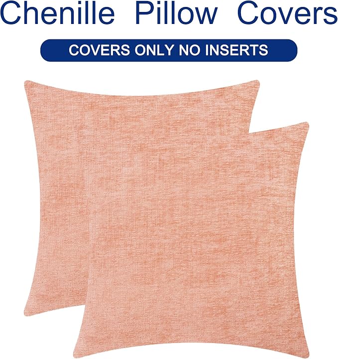 CaliTime Throw Pillow Covers Decorative 26 X 26 Inches Pack of 2 Cozy Chenille - Image 6