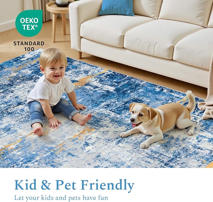 Rugflix 8x10 Area Rugs for Living Room, Washable Large Rug Stain-Resistant Low - Image 6