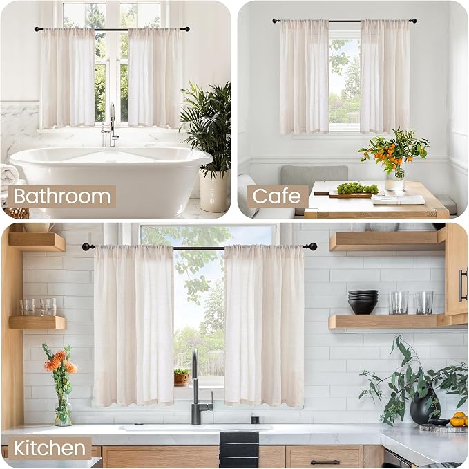 BGment Linen Curtains 45 Inch Length - Image 2