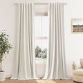 Guken 100% Blackout Cream Linen Curtains 110 Inch Wide by 52 Inch 2 Panels Set by Guken