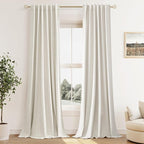 Guken Cream 100% Blackout Cream Linen Curtains 52 Inch Wide by 106 Inch 2 by Guken