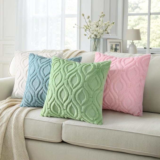 decorUhome Summer Throw Pillow Covers 18x18 Inch Set of 2, Soft Plush Faux Wool - Image 5