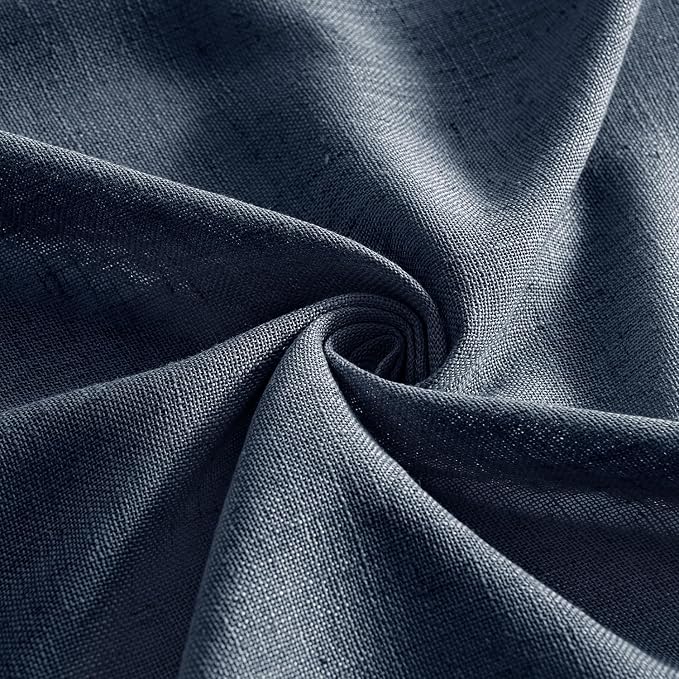 MIULEE Navy Blue Linen Curtains 90 Inch Length 2 Panels - Image 8
