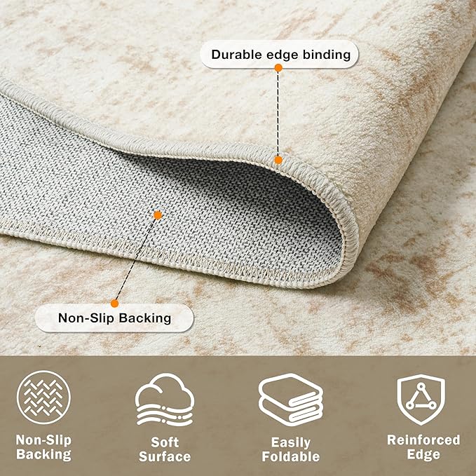 6x9 Area Rugs for Living Room Washable Rug: Anti-Skid Abstract Modern Living - Image 4