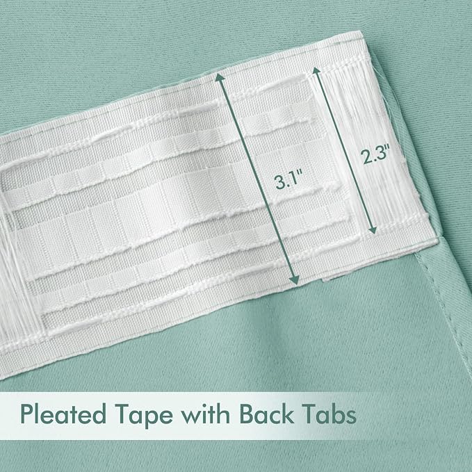MIULEE Aqua Back Tab Blackout Curtains 108 Inch Long 2 Panels Set - Image 4