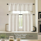 OVZME Natural Valance for Windows, Light Filtering Faux Linen Textured Small - Image 2