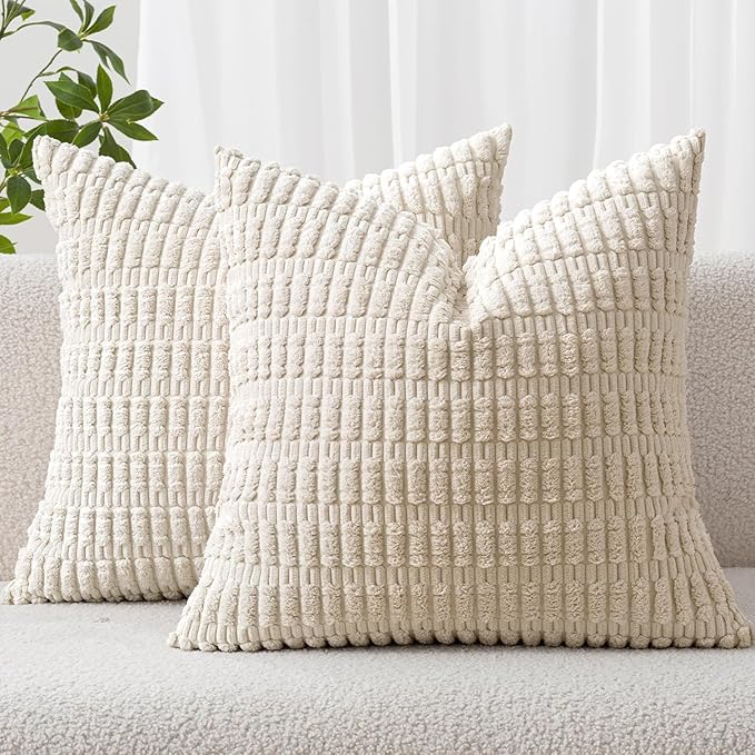 MIULEE Pack of 2 Corduroy Decorative Euro Sham Throw Pillow Covers 26x26 Inch by MIULEE