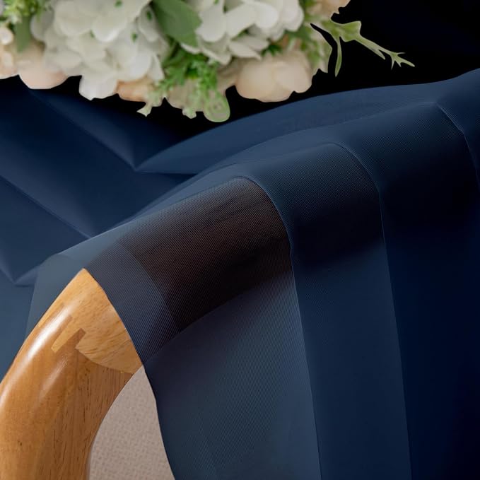 Lecloud Navy Blue Sheer Curtains 84 Inches Long 2 Panels Set, Solid Voile Light - Image 4