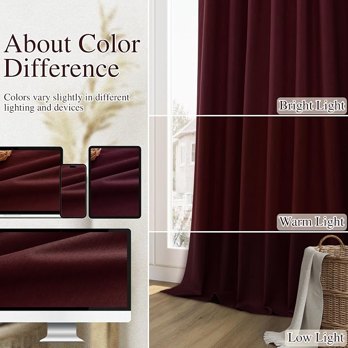 Guken 100% Blackout Curtains 120 Inch Length 2 Panels Set - Image 7