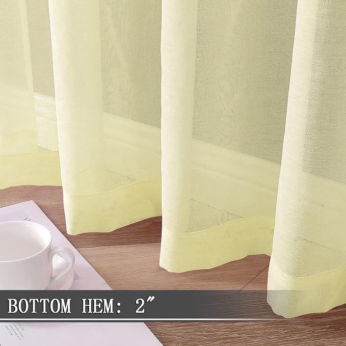 Tollpiz Sheer Curtain Linen Textured Living Room Curtains Sheer Light Filtering - Image 4