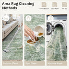 Abstract Rug 5x7 Machine Washable Area Indoor Green Low Pile Non-Slip Foldable - Image 9