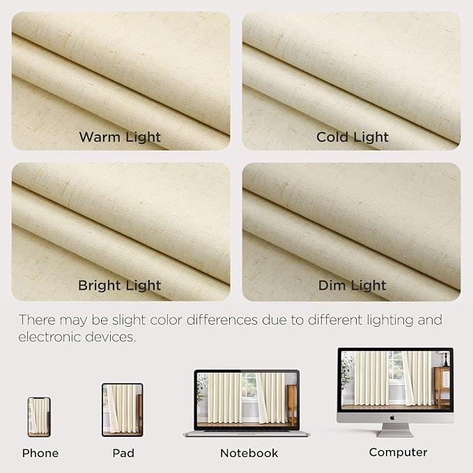 Joydeco Pinch Pleated Linen Curtains Darkening Drapes - Image 8
