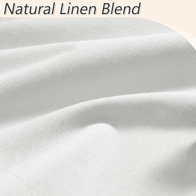 Guken Off White 100% Blackout Linen Curtains 72 Inch Length 2 Panels Set - Image 2