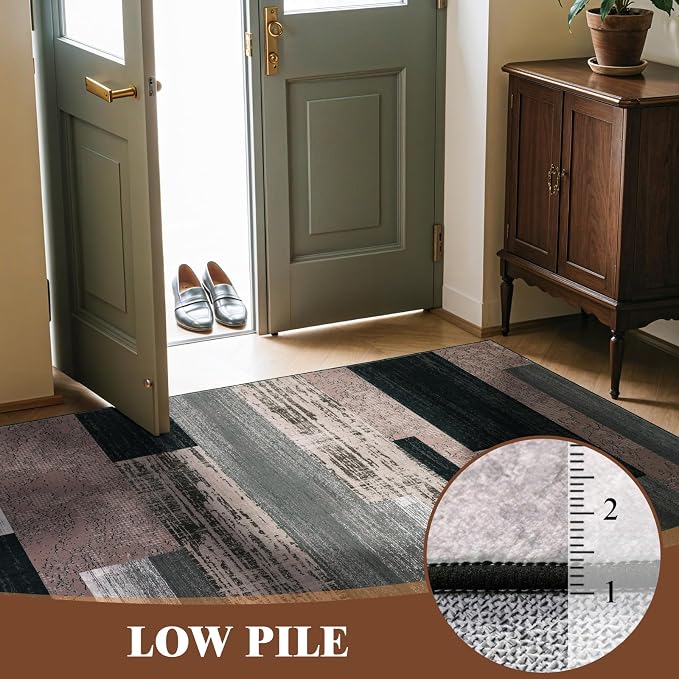5x7 Washable Area Rugs for Living Room and Bedroom, Vintage Checkered Pattern - Image 8