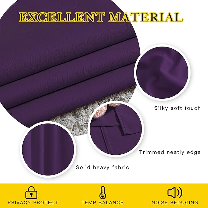 NICETOWN Royal Purple Room Darkening Draperies and Curtains - Image 4