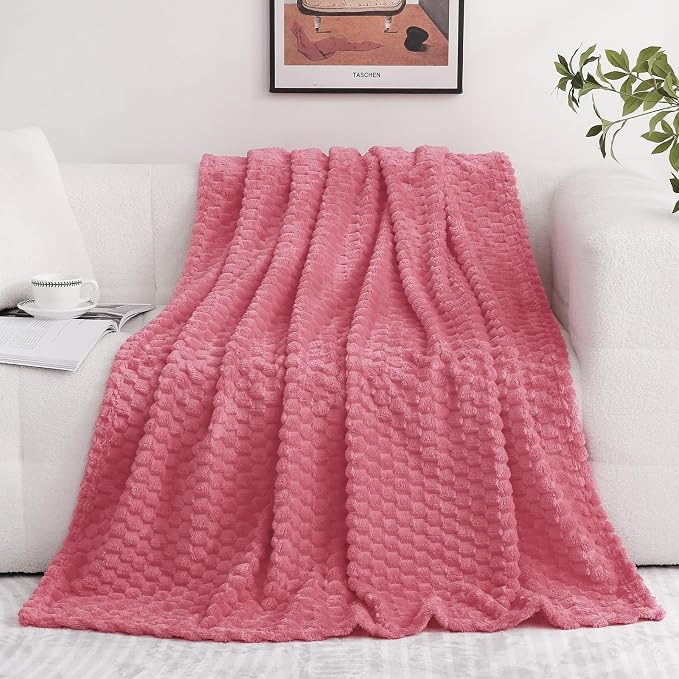 Rose Pink Throw Blanket 60"×80" inches Gifts by Puncuntex