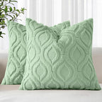 decorUhome Throw Pillow Covers 26x26 Inch Set of 2, Soft Plush Faux Wool Sage by decorUhome