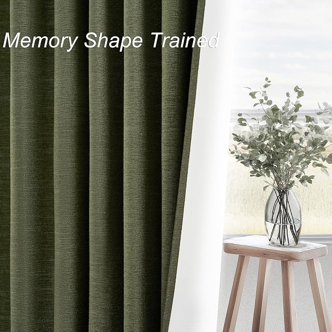 Green Blackout Curtains 95 Inches Long 2 Panels Set Room Darkening Vintage - Image 4