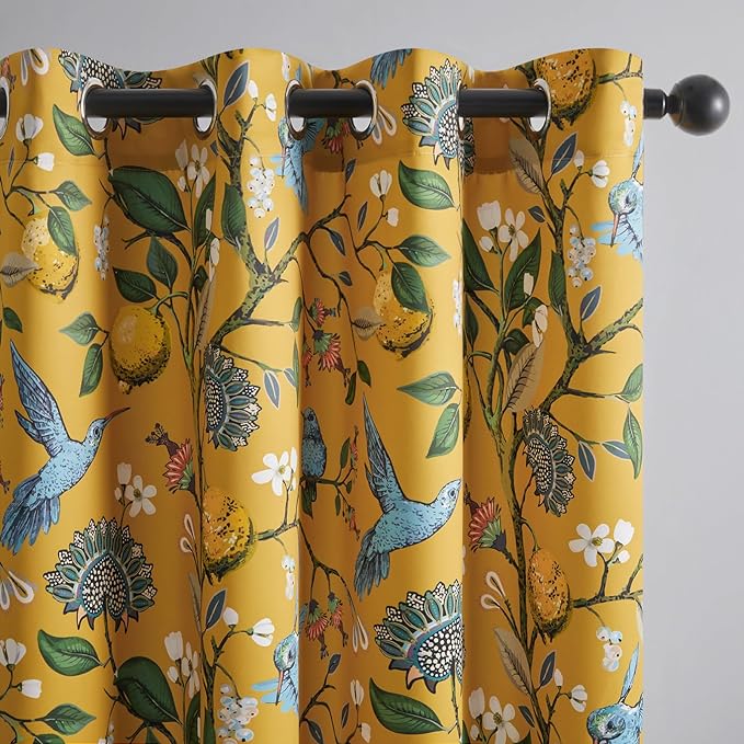 Topfinel 105 Inches Long Mustard Yellow Luxury Curtains by Topfinel