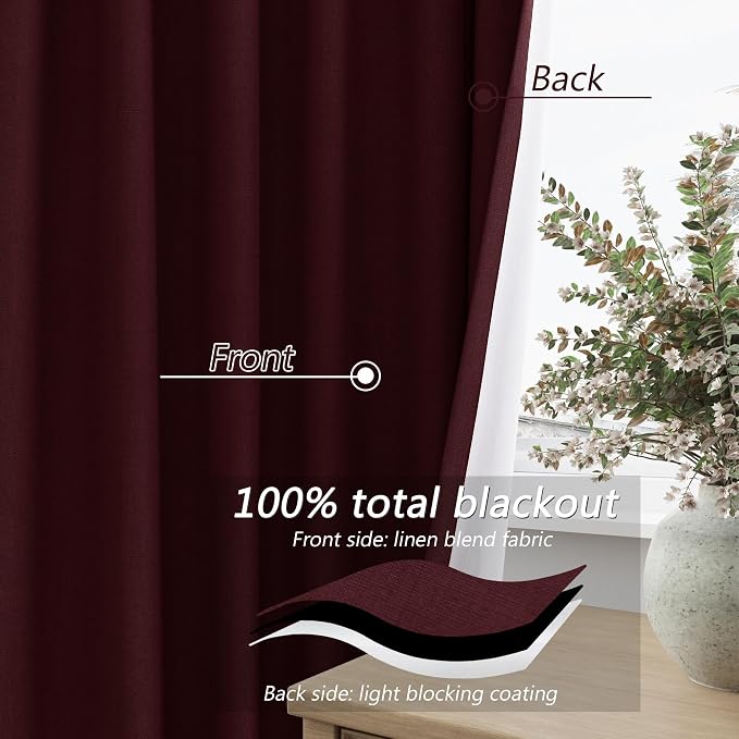 Guken 100% Blackout Curtains 120 Inch Length 2 Panels Set - Image 4