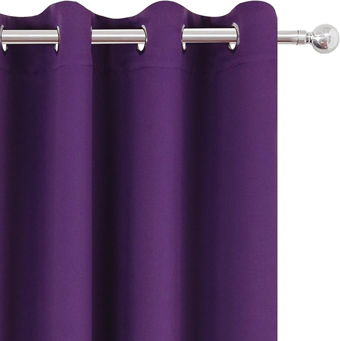 LEMOMO Purple Thermal Blackout Curtains/52 x 95 Inch/Set of 2 Panels Room - Image 7