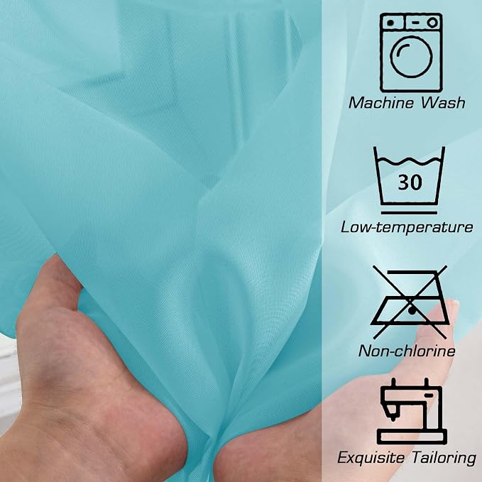 OWENIE Aqua Sheer Curtains for Bedroom Living Room 72 Inches Long 2 Panels Set - Image 5