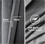 MIULEE 2 Panels Blackout Velvet Curtain Solid Soft Grommet Grey Room Darkening - Image 3