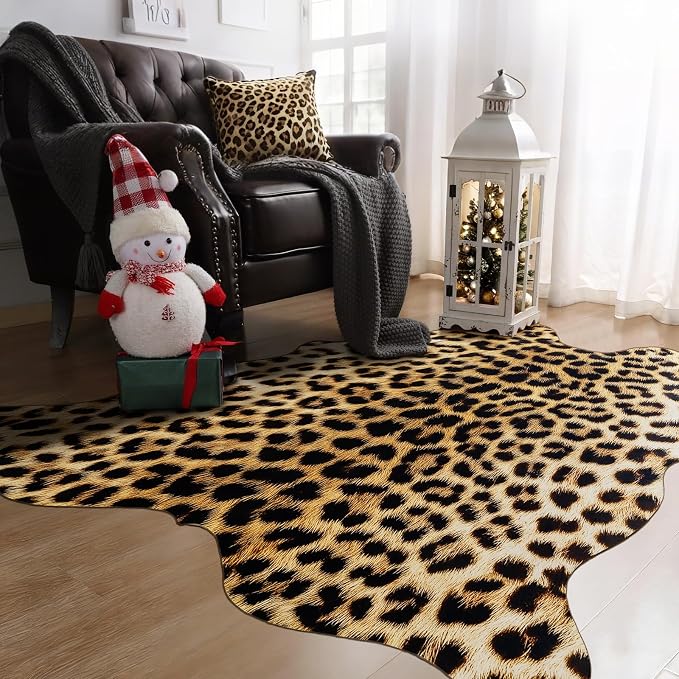 AROGAN 5.2 x 6.2 Ft Faux Leopard Rug, Premium Animal Skin Cheetah Hide Rug - Image 5
