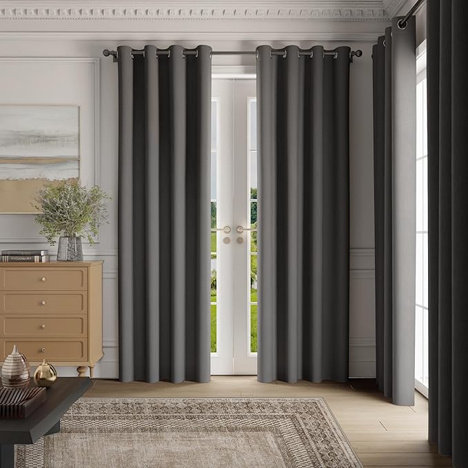 NICETOWN Room Darkening Draperies Curtains Panels, 2 Panels Grey W52 x L72 - Image 3