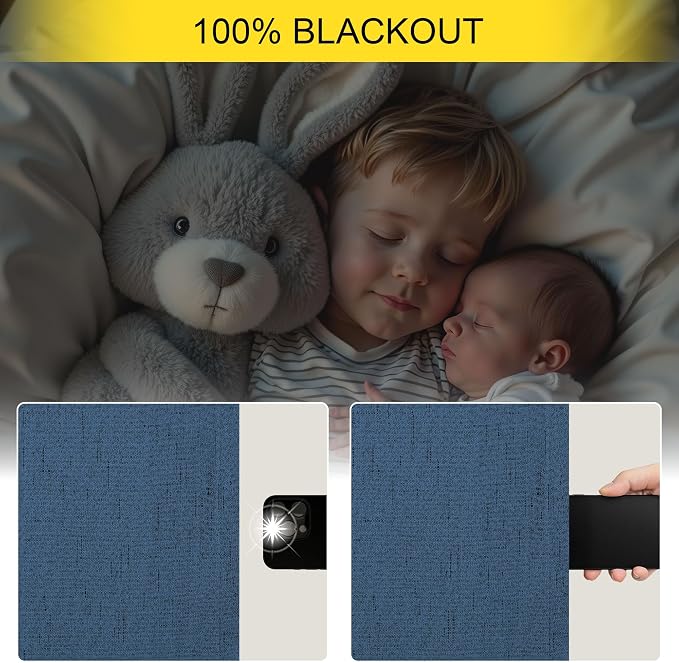 Navy Blue Short Blackout Curtains 54 Inch Length 2 Panels - Image 3