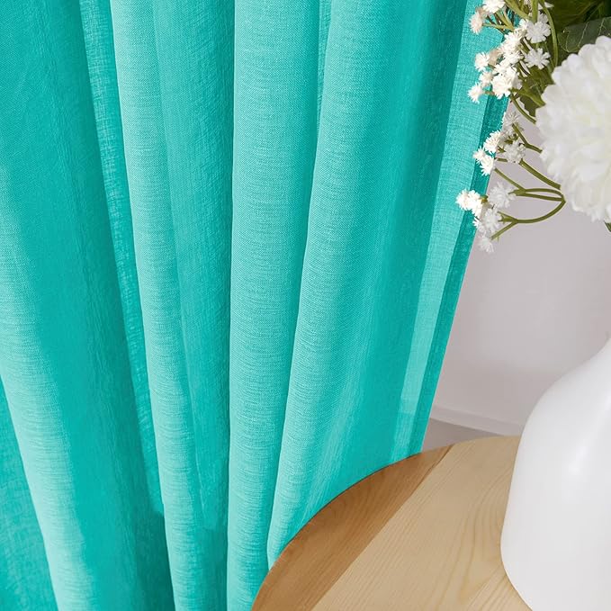 Tollpiz Sheer Curtain Linen Textured Living Room Curtains Sheer Light Filtering - Image 3