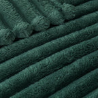 Exclusivo Mezcla Queen Size Flannel Fleece Blanket, Super Soft Striped Jacquard - Image 4
