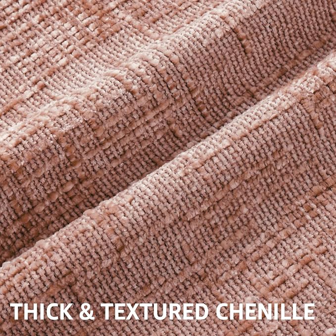 decorUhome Summer Pink Chenille Throw Pillow Covers 18x18 Set of 2 Textured - Image 2