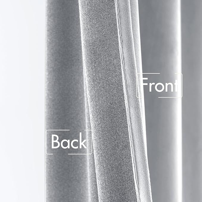 MIULEE Greyish White Velvet Curtains 90 inches 2 Panels - Image 6