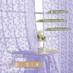 Chyhomenyc Light Purple Sheer Curtains 84 Inch Length 2 Panels Set, Light - Image 2