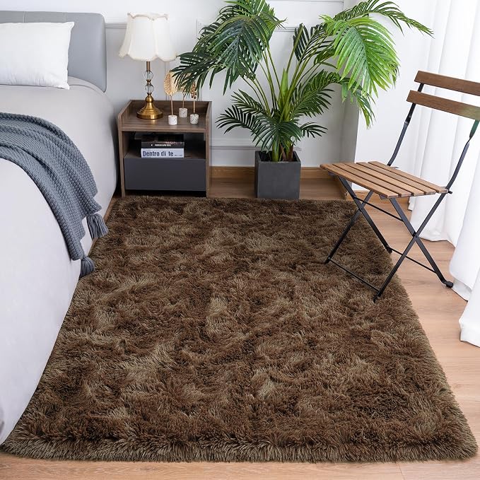 Goideal Fluffy Rug for Bedroom Living Room, 5x7 Brown Area Rugs, Faux Fur Shag - Image 2